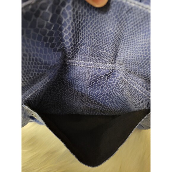 Kenneth Cole Reaction Snakeskin Bag Blue Medium Double Handle Silver Hardware - Picture 6 of 9